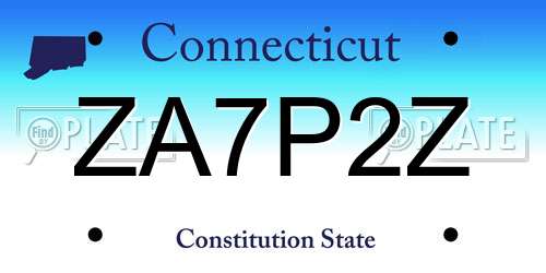 ZA7P2Z Connecticut License Plate