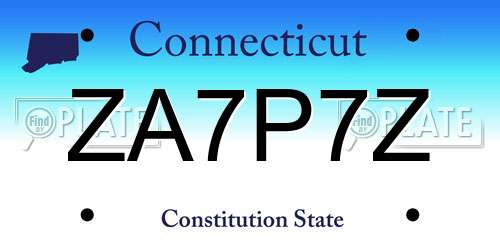 ZA7P7Z Connecticut License Plate