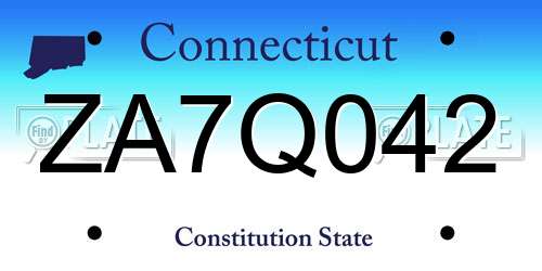 ZA7Q042 Connecticut License Plate