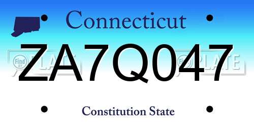 ZA7Q047 Connecticut License Plate