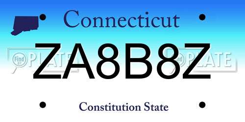 ZA8B8Z Connecticut License Plate