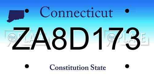 ZA8D173 Connecticut License Plate