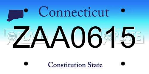 ZAA0615 Connecticut License Plate