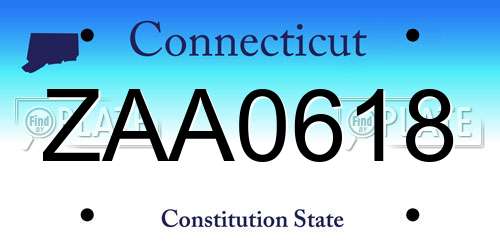 ZAA0618 Connecticut License Plate