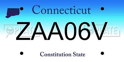 ZAA06V Connecticut License Plate