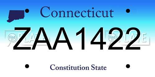 ZAA1422 Connecticut License Plate