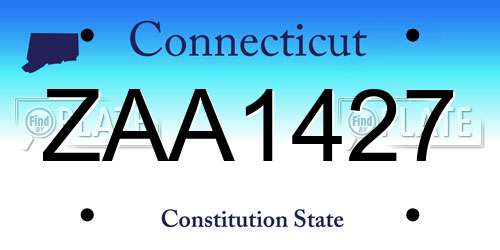 ZAA1427 Connecticut License Plate
