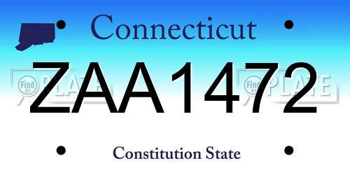 ZAA1472 Connecticut License Plate