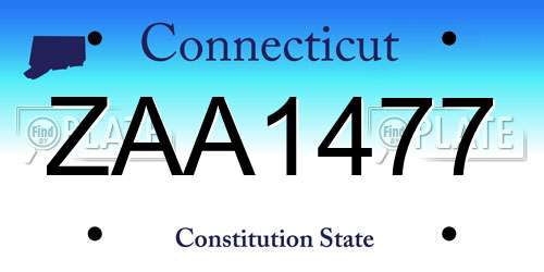 ZAA1477 Connecticut License Plate