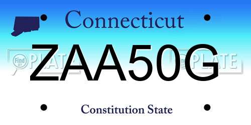 ZAA50G Connecticut License Plate