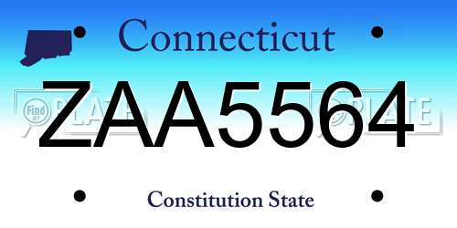 ZAA5564 Connecticut License Plate