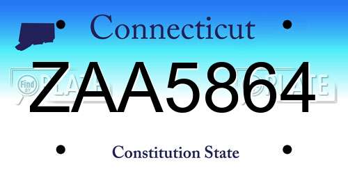 ZAA5864 Connecticut License Plate