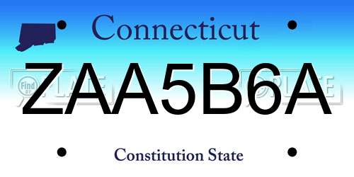 ZAA5B6A Connecticut License Plate
