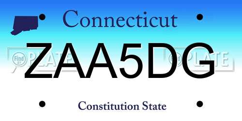 ZAA5DG Connecticut License Plate
