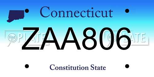 ZAA806 Connecticut License Plate