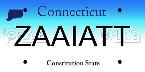 ZAAIATT Connecticut License Plate