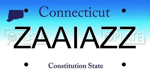 ZAAIAZZ Connecticut License Plate
