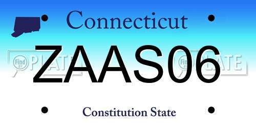 ZAAS06 Connecticut License Plate