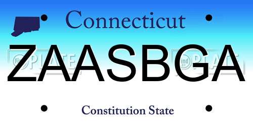 ZAASBGA Connecticut License Plate