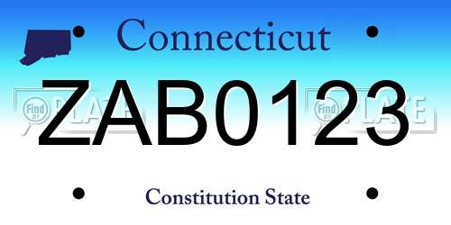 ZAB0123 Connecticut License Plate