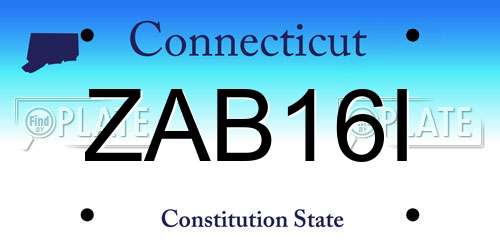 ZAB16I Connecticut License Plate