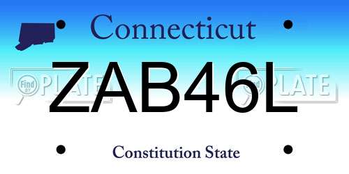 ZAB46L Connecticut License Plate