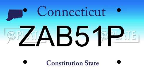 ZAB51P Connecticut License Plate