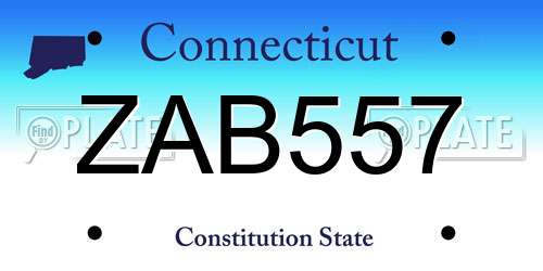 ZAB557 Connecticut License Plate