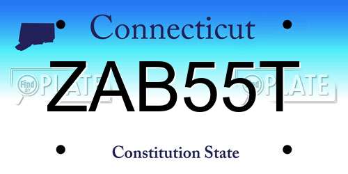 ZAB55T Connecticut License Plate