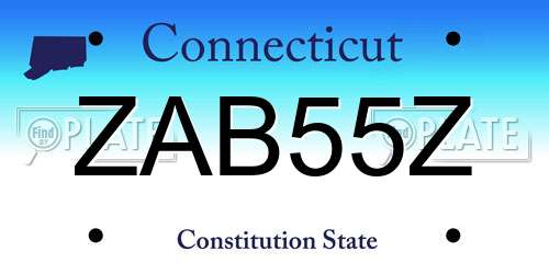 ZAB55Z Connecticut License Plate