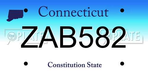 ZAB582 Connecticut License Plate