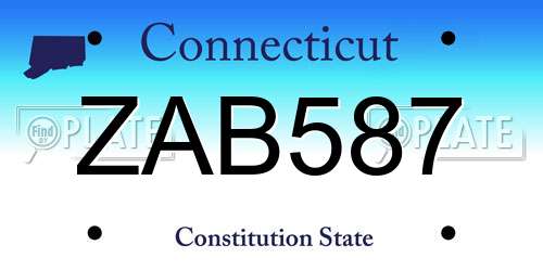 ZAB587 Connecticut License Plate
