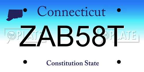 ZAB58T Connecticut License Plate