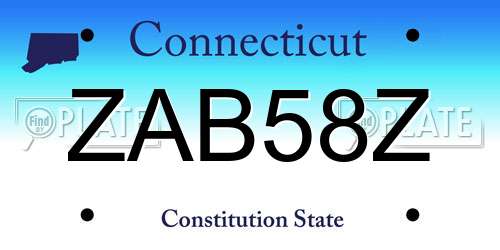 ZAB58Z Connecticut License Plate