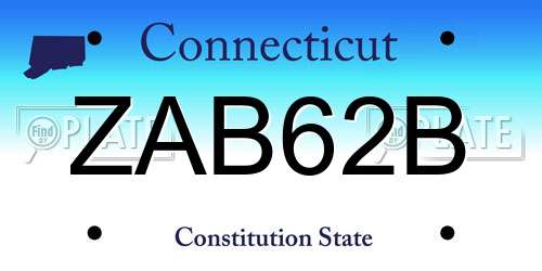 ZAB62B Connecticut License Plate