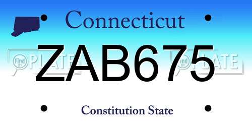 ZAB675 Connecticut License Plate