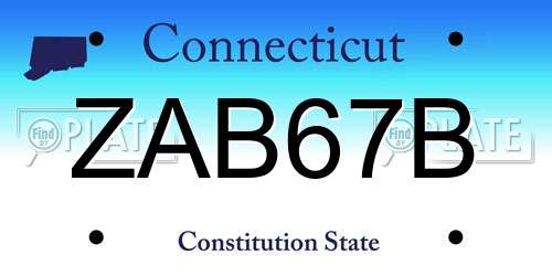 ZAB67B Connecticut License Plate