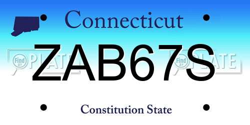 ZAB67S Connecticut License Plate