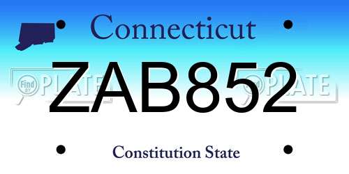 ZAB852 Connecticut License Plate