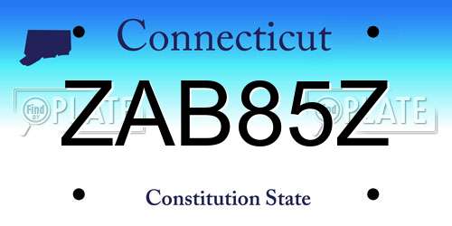 ZAB85Z Connecticut License Plate