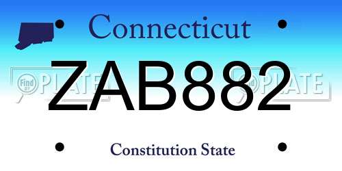ZAB882 Connecticut License Plate