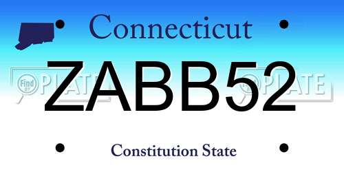 ZABB52 Connecticut License Plate