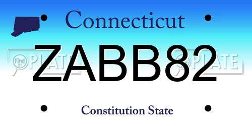 ZABB82 Connecticut License Plate