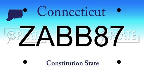 ZABB87 Connecticut License Plate