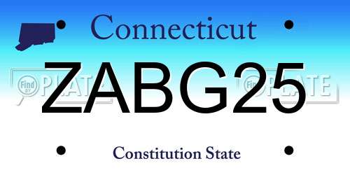 ZABG25 Connecticut License Plate