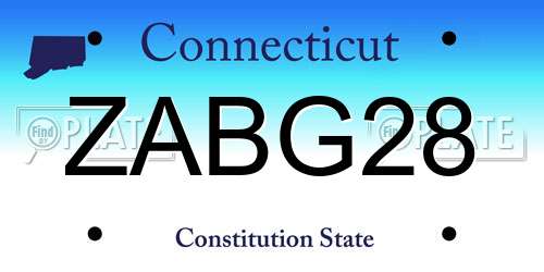 ZABG28 Connecticut License Plate