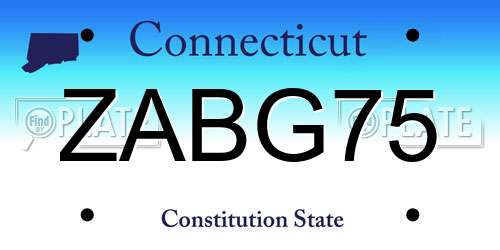 ZABG75 Connecticut License Plate