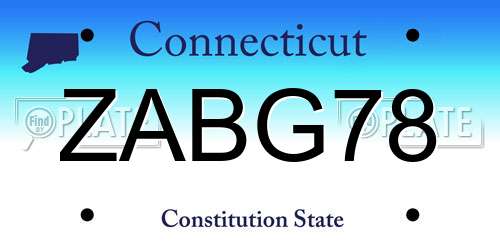 ZABG78 Connecticut License Plate