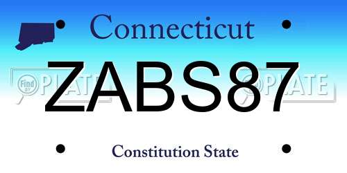 ZABS87 Connecticut License Plate