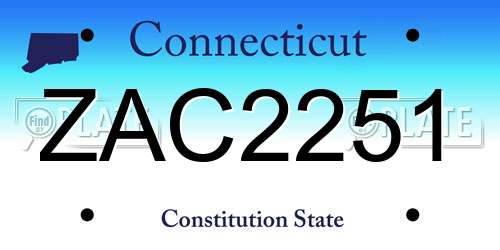 ZAC2251 Connecticut License Plate